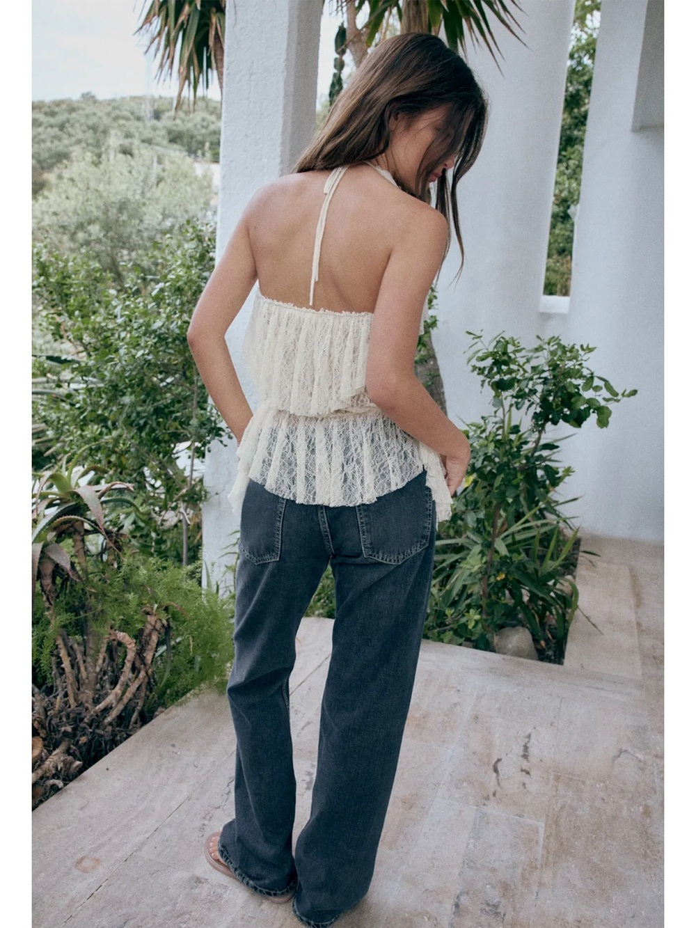 Zara RUFFLED LACE TOP - Picture 9 of 13